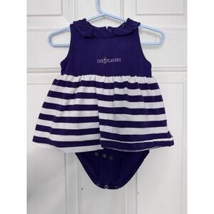 Garb Baby Girls Purple Striped Players Championship Skirted One Piece 12M